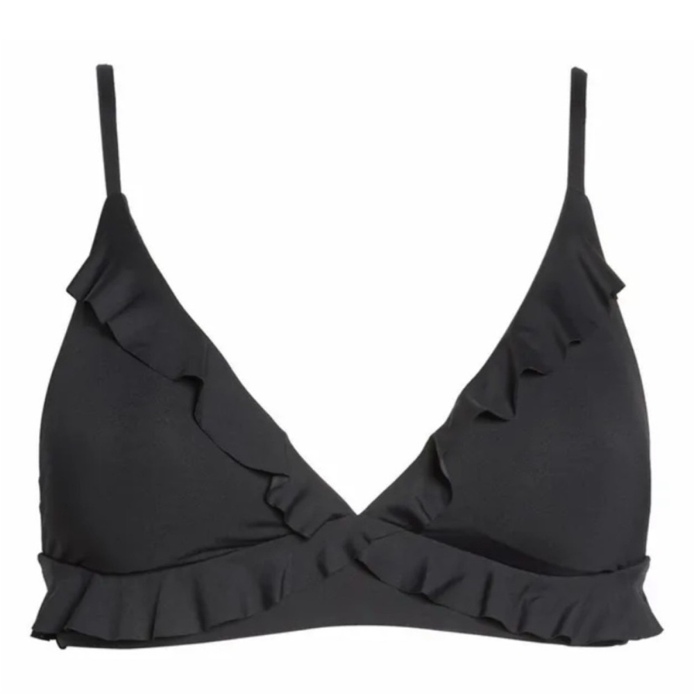 Becca by Rebecxa Virtue Black Frilly Bikini Top Size Small